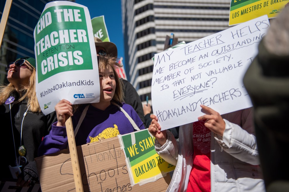 Young supporters joined their teachers at the march.