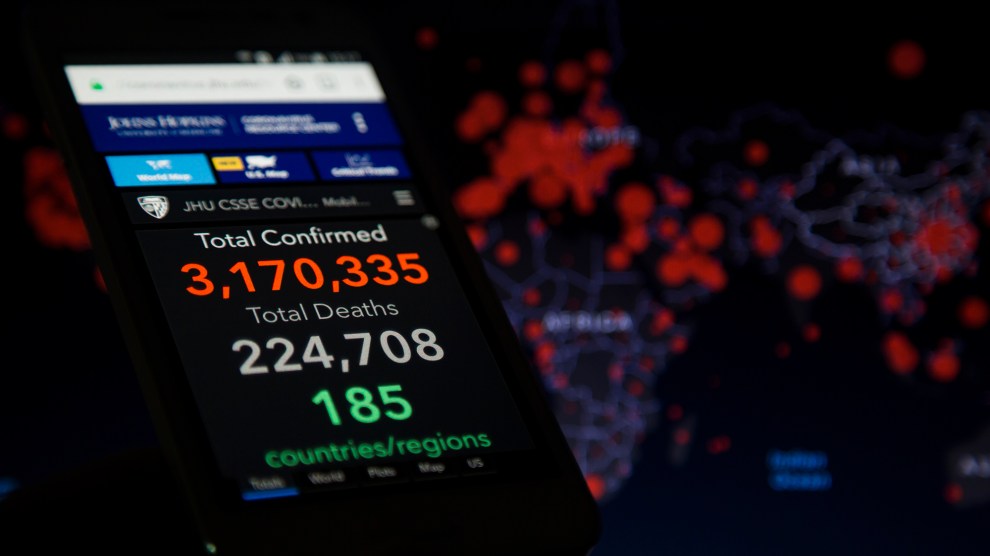 image of phone shoring coronavirus data