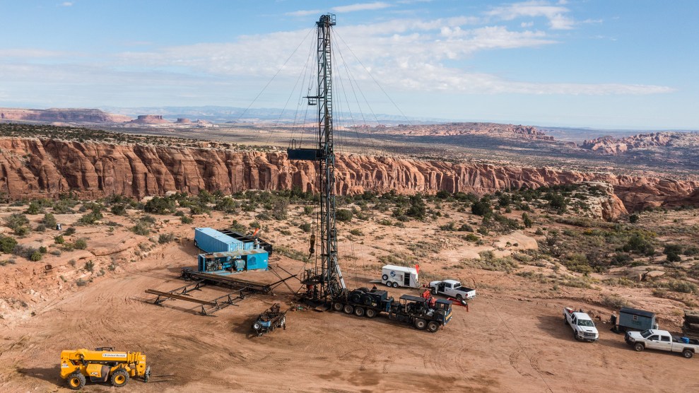 A pulling unit on an oil well in Utah.