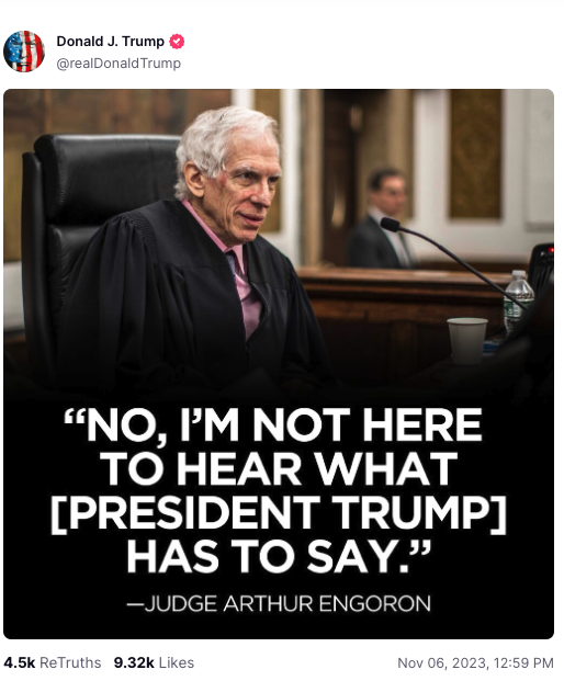 Trump quotes Judge Engoron