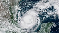 A satellite image of Hurricane Milton in the Gulf of Mexico.