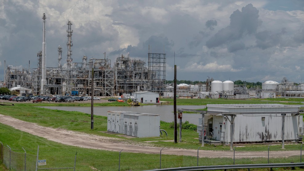 Silos, smokestacks and brown pools of water line the banks of the Mississippi River in Louisiana, where scores of refineries and petrochemical plants have metastasized over a few decades.