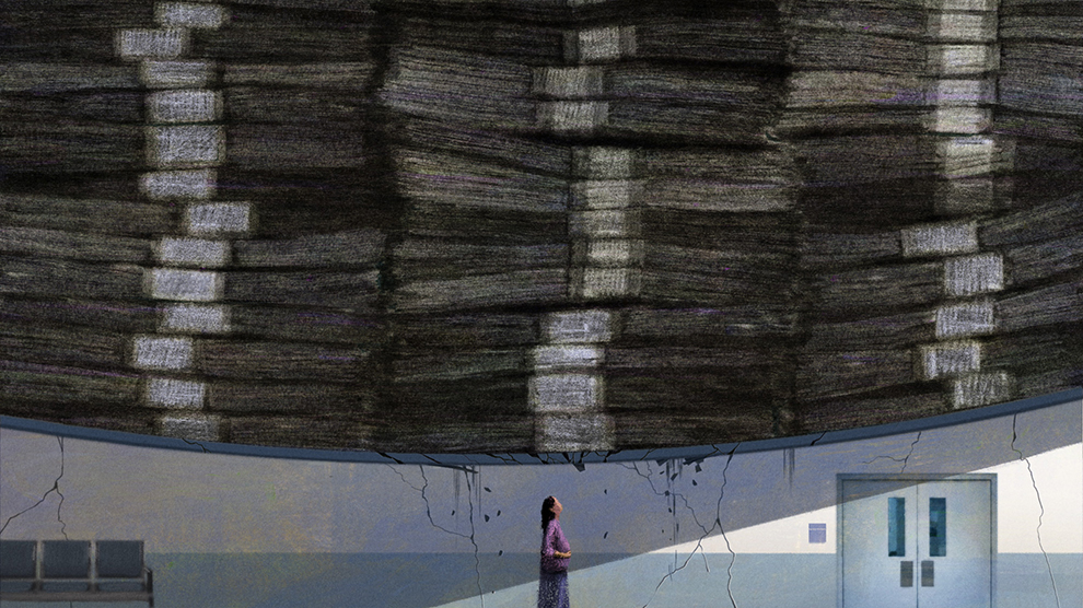 A hospital is crumbling under the weight of massive stacks of dollars