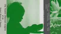 A collage of photos of a child lifting a bowl, corn and soybeans. The images are divided by snippets of The Big Beautiful Bill. The collage is in shades of green and tan.