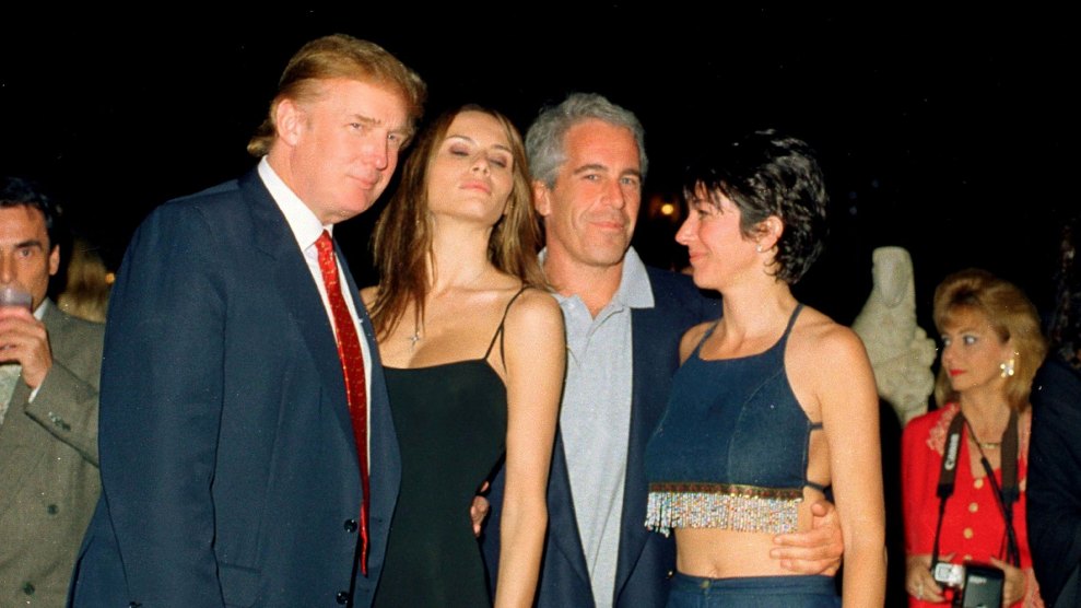 Donald Trump, Melania Trump, Jeffrey Epstein, and Ghislaine Maxwell pose for a photo