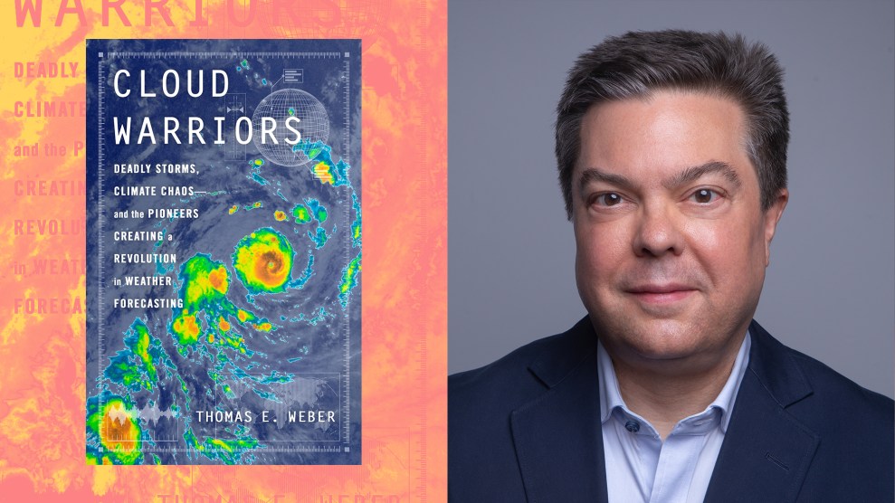 Collage featuring author Thomas E. Weber on the right and his book, CLOUD WARRIORS, on the left.