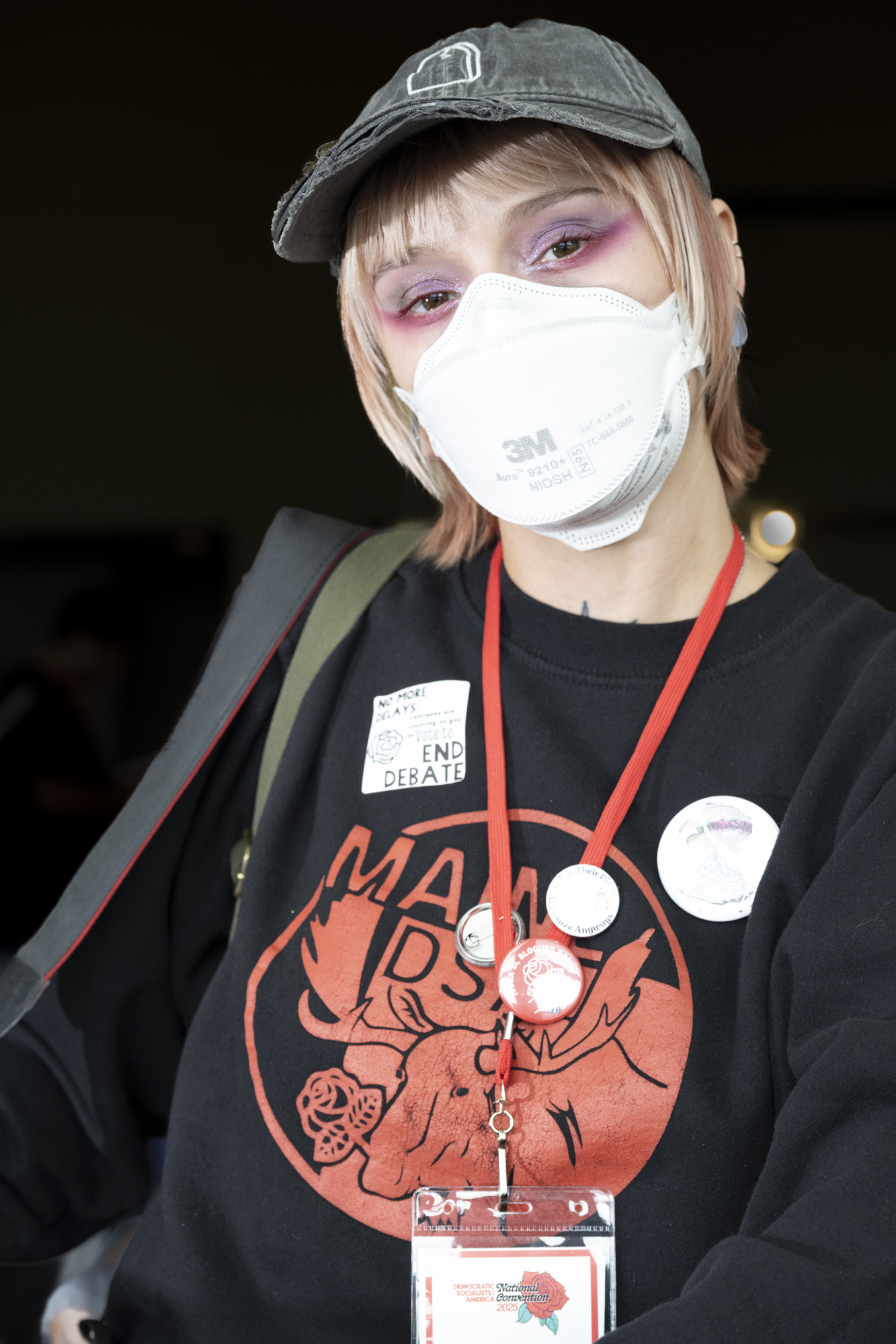 Portrait of woman wearing a mask.