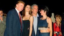 Ghislaine Maxwell with Jeffrey Epstein, Melania and Donald Trump.