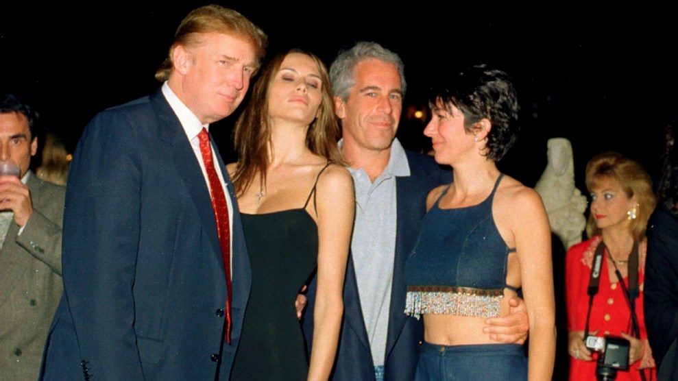 Ghislaine Maxwell with Jeffrey Epstein, Melania and Donald Trump.