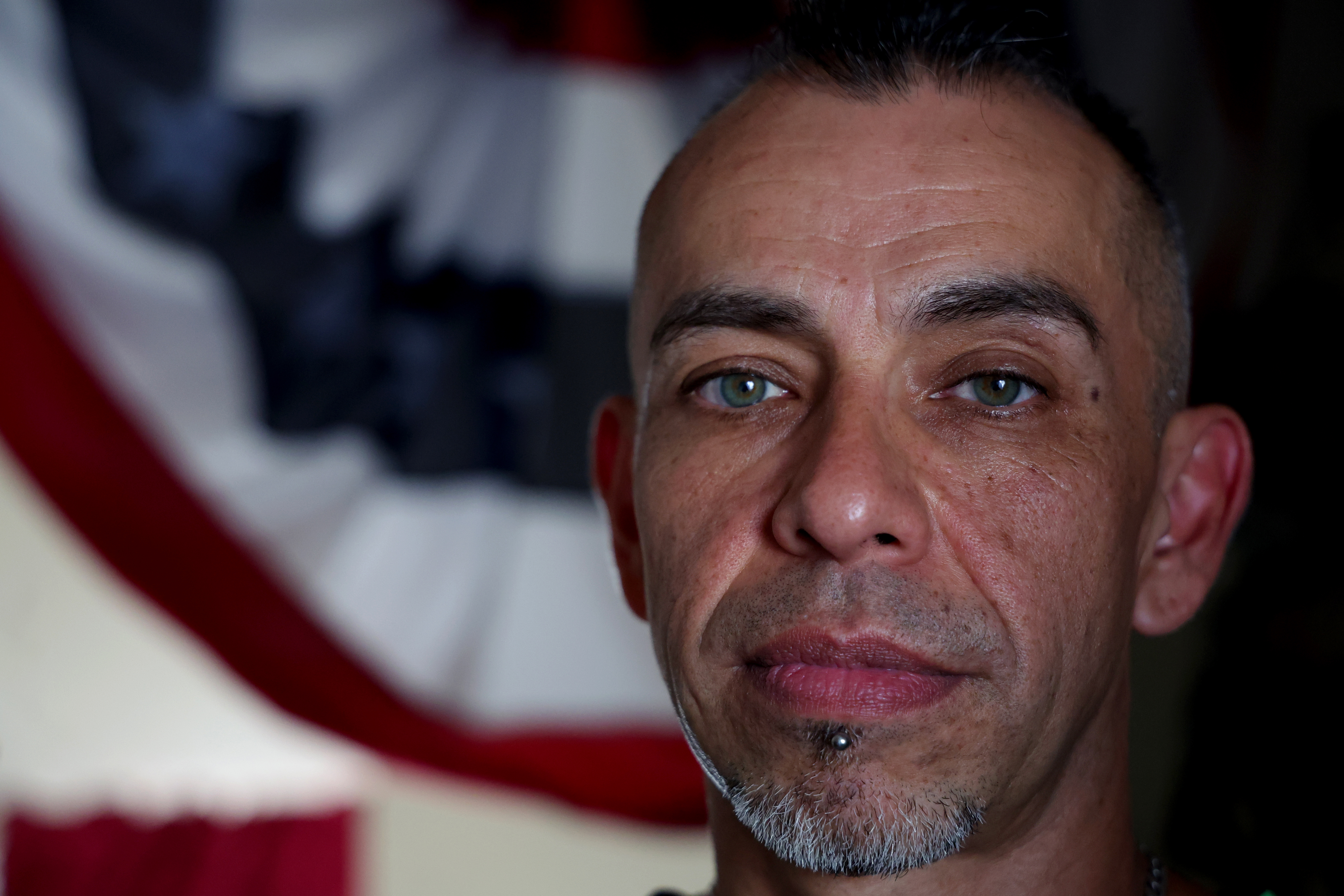 Portrait of marine veteran Michael Evans.