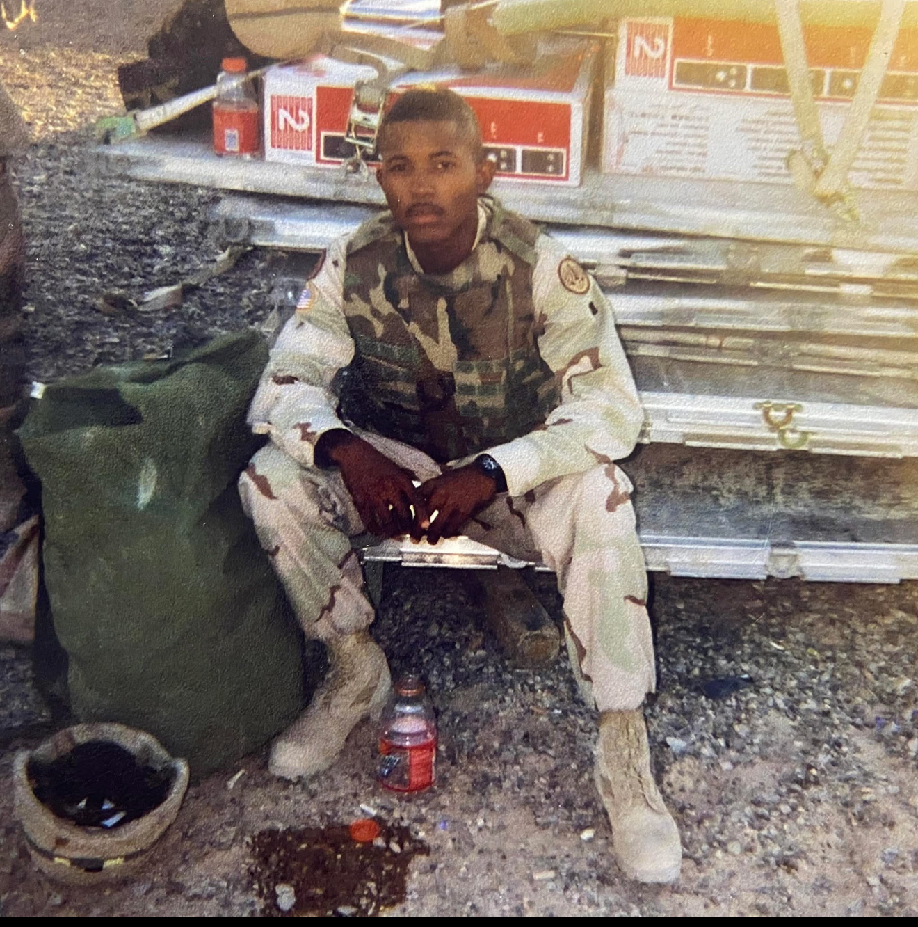 Army veteran Marlon Parris sitting. 