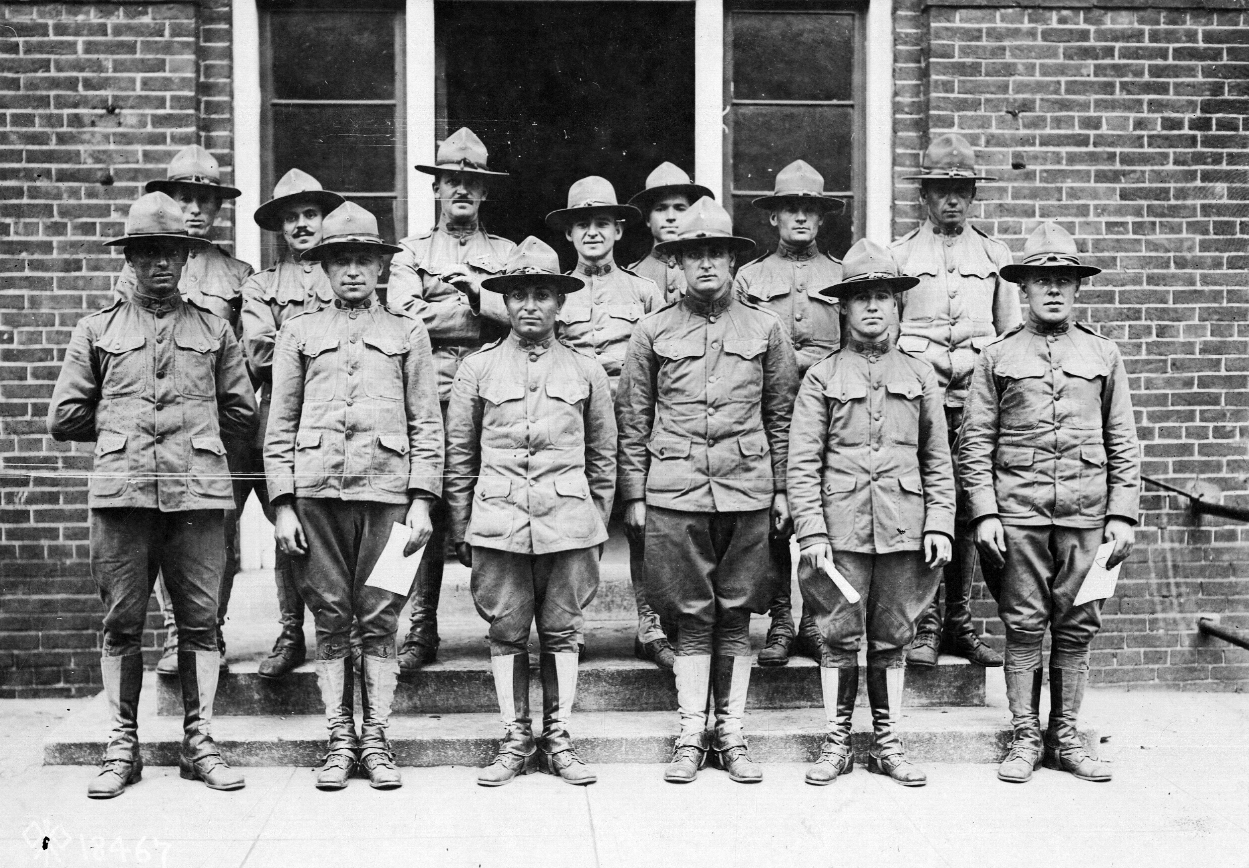 Foreign-born soldiers posing together in 1918 in Washington, D.C.