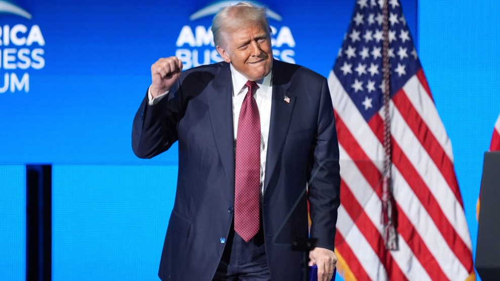 Donald Trump with a fist pump.