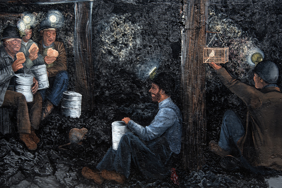 mural depicting miners