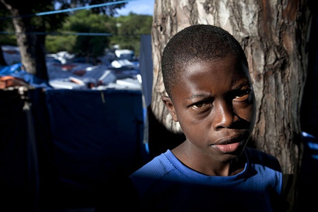A child living in a massive camp in Port-au-Prince, Haiti.