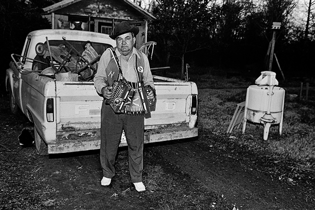 Nathan Abshire at home, Basile, Louisiana, 1977