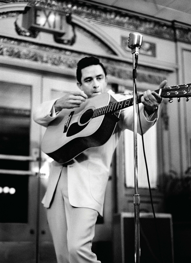 Debuting songs from The Fabulous Johnny Cash at a Nashville press party, February 1959