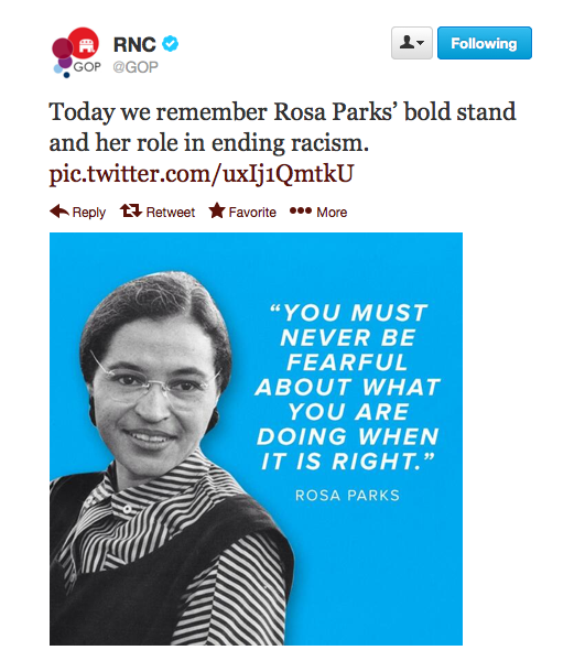 Rosa Parks tweet RNC ending racism