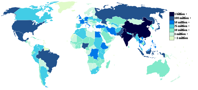 Population by nation. Wikipedia