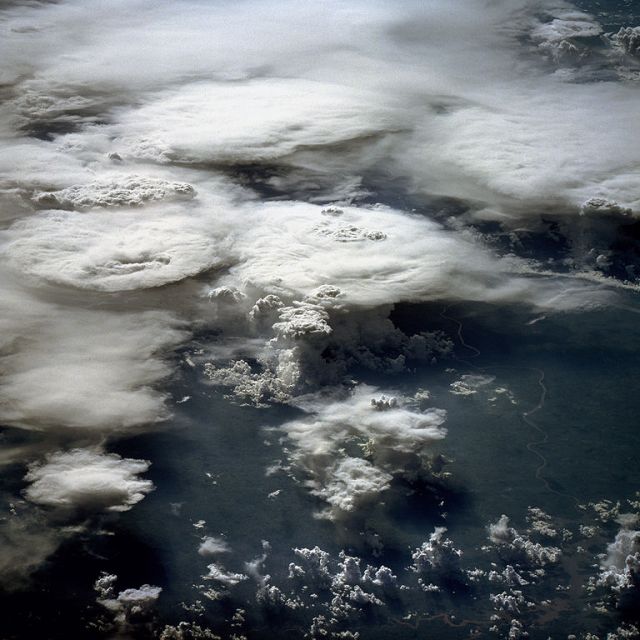 Thunderstorms over Brazil: NASA astronaut photos via Wikimedia Commons